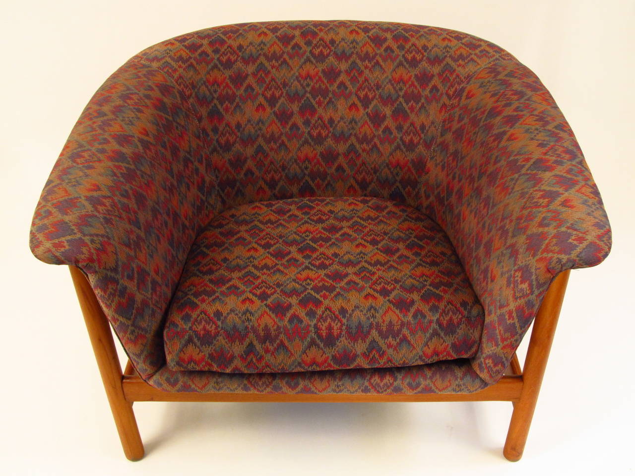 Danish Mid-Century Upholstered Teak Even Arm Lounge Chair