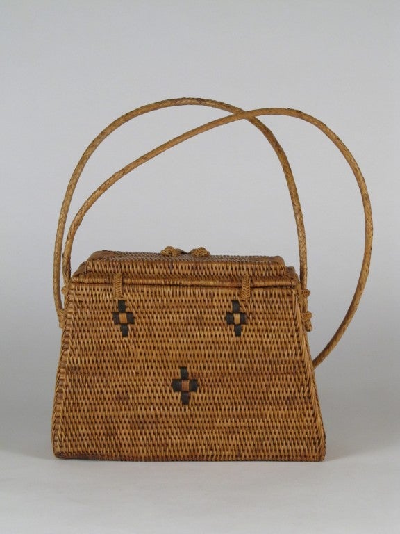 American Salish Indian Woven Basket purse