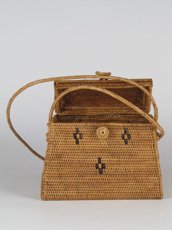 Mid-20th Century Salish Indian Woven Basket purse
