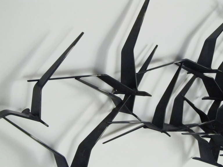 Welded C. Jere' Flying Birds Wall Sculpture 1969 For Sale