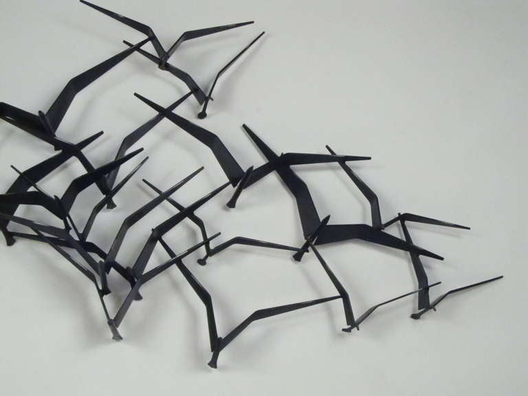 Mid-20th Century C. Jere' Flying Birds Wall Sculpture 1969 For Sale