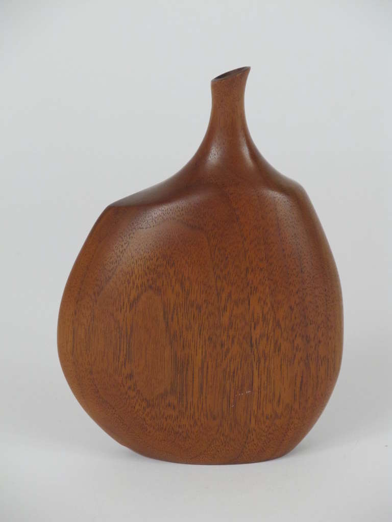 Mid-Century Modern Mid Century Asymetrical Carved Walnut Bottle by Doug Avery