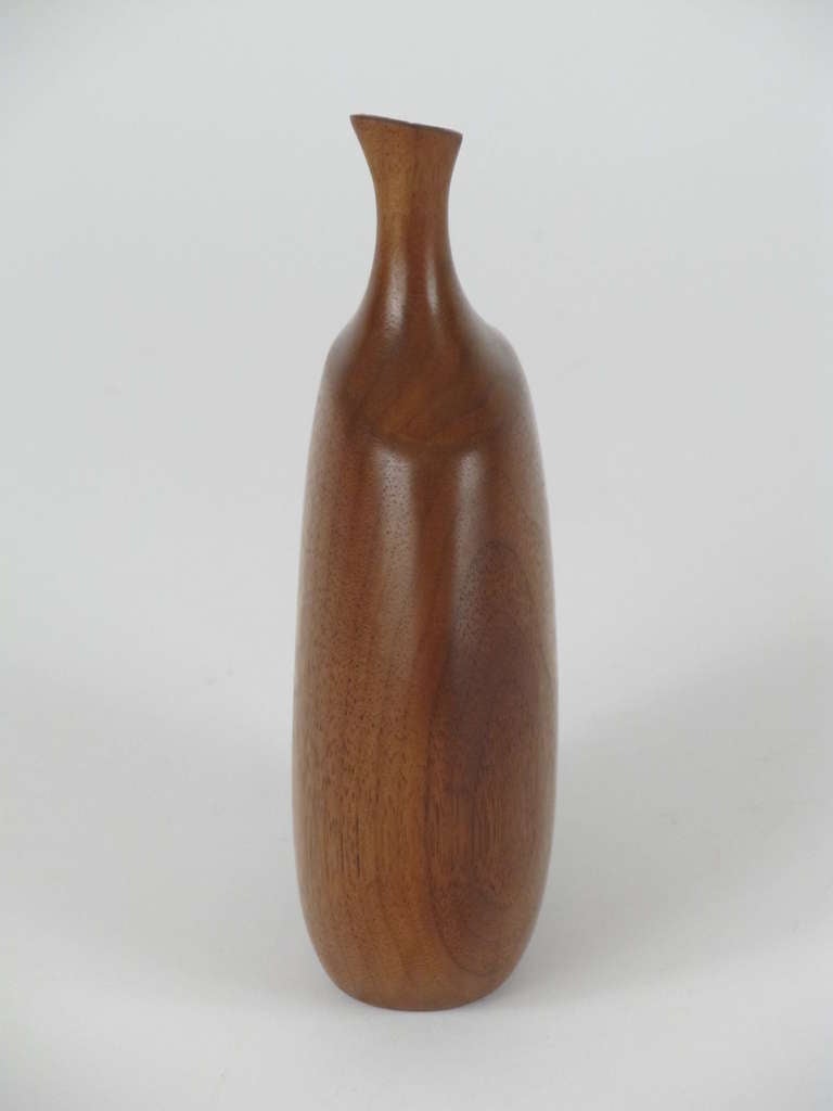 Late 20th Century Mid Century Asymetrical Carved Walnut Bottle by Doug Avery