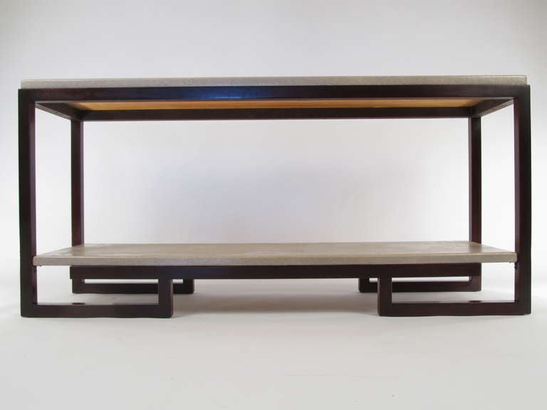 Mid-20th Century Paul Frankl Design Cork Top Console Table by Johnson Furniture