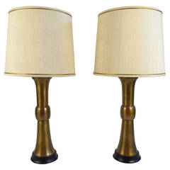Pair of Bold Decorative Brass Lamps