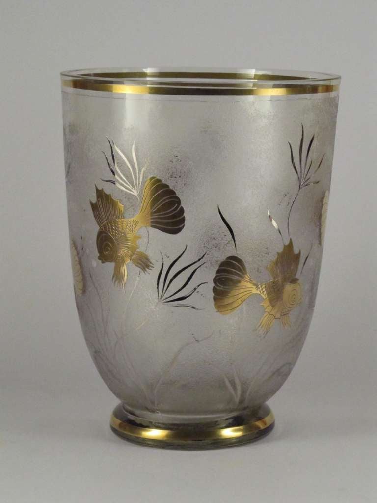 Art Deco Glass Underwater Goldfish Vase