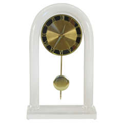 1970's Signed Van Teal Lucite Mantle Clock