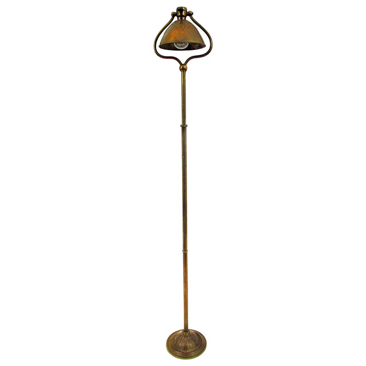 Bradley and Hubbard Telescoping Arts and Crafts Brass Floor Lamp