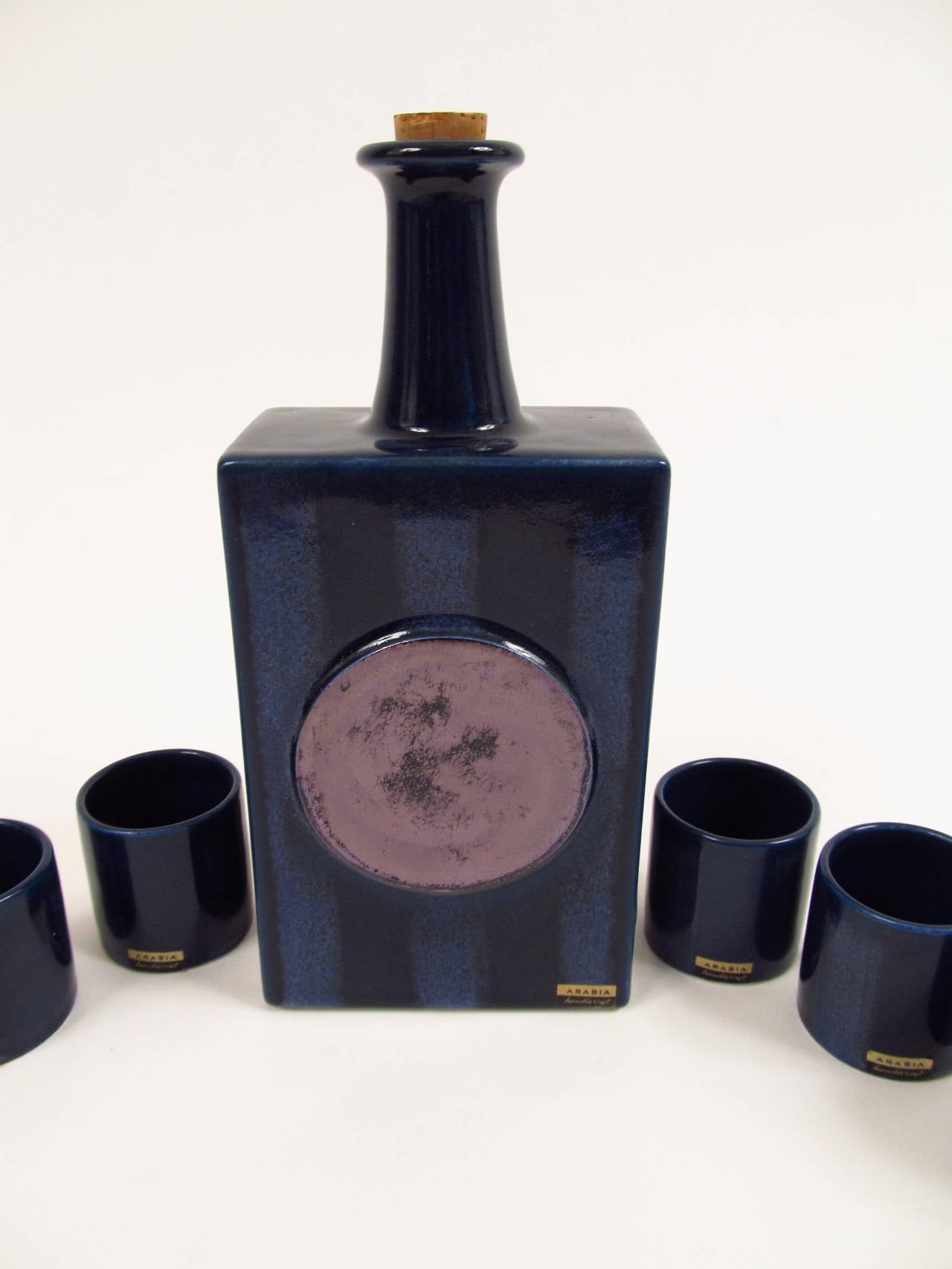 Mid-Century Modern Flask and Glass Set by Hilkka-Liisa Ahola for Arabia Finland For Sale