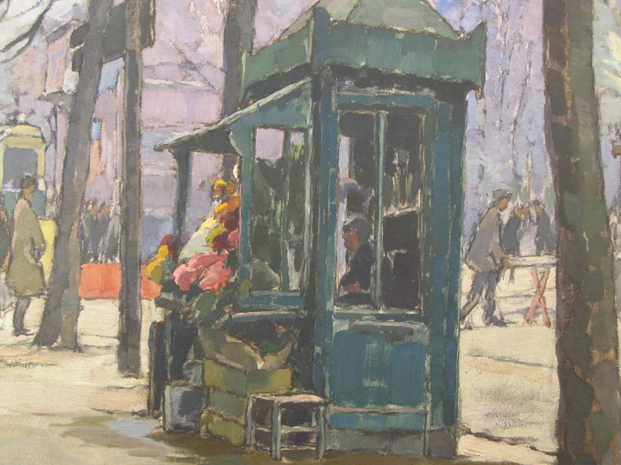 Flower Seller Painting by Austrian Artist Gustav Bohm, 1925 In Excellent Condition In Papaikou, HI