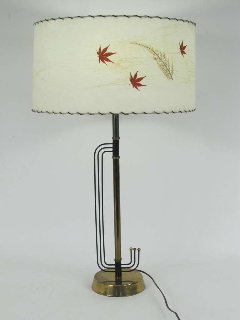 Vintage 1950's Atomic Style Table Lamp With Laminated Shade
