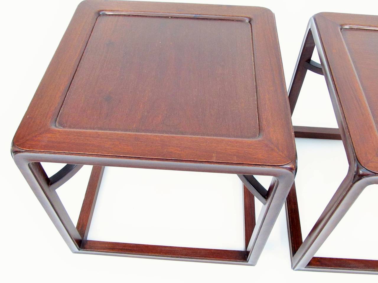 Chinese Export Pair of Vintage Chinese Rosewood Cube Tables