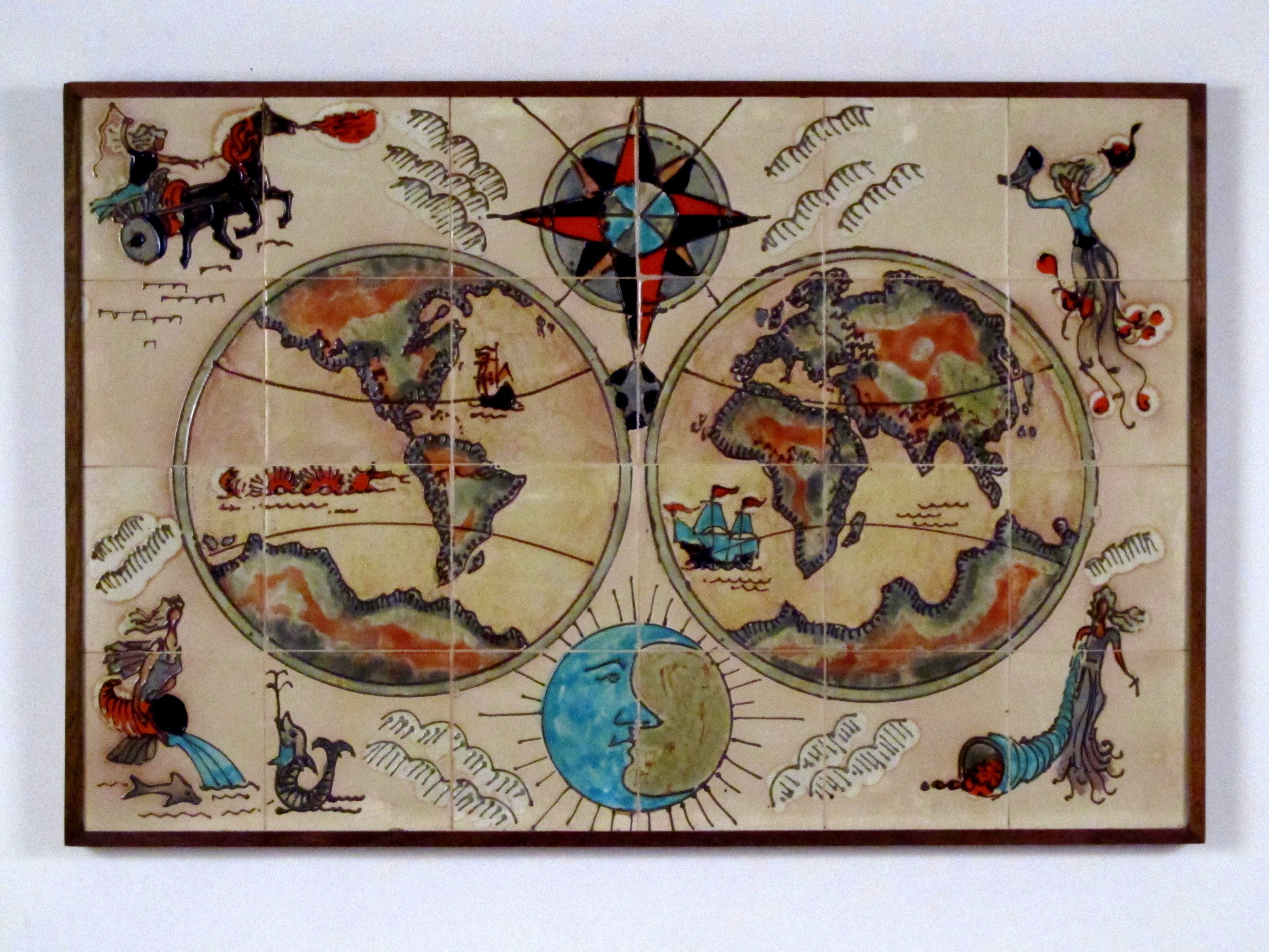 Vintage Italy Map Tile - For Sale on 1stDibs