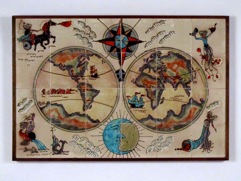 Vintage Italy Map Tile - For Sale on 1stDibs