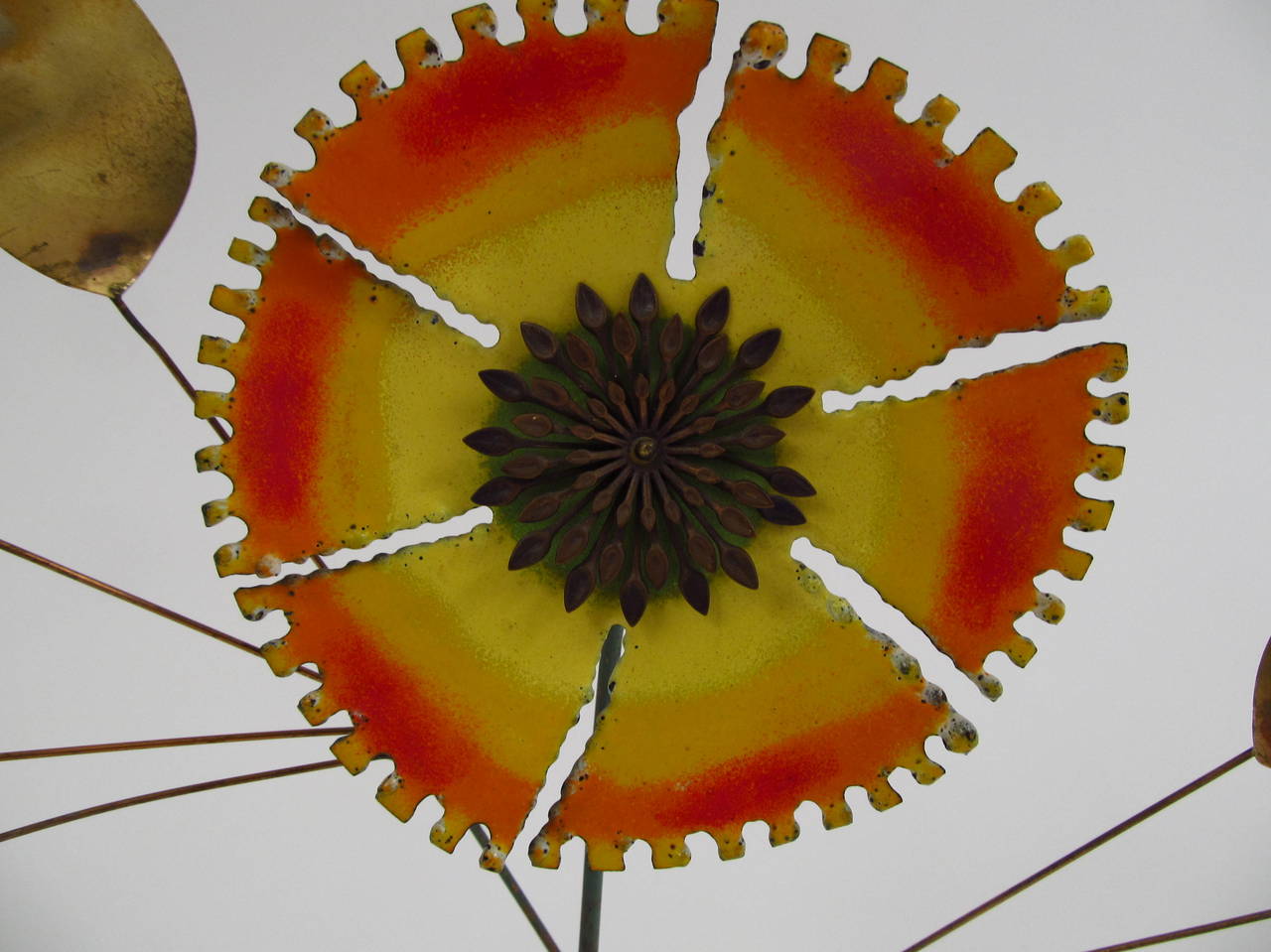 Mid-Century Modern C. Jere Enamel Sunflower Table Sculpture, 1969
