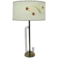 Retro 1950's Atomic Style Table Lamp With Laminated Shade