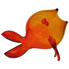 Blenko Amberina Fish Vase by Winslow Anderson