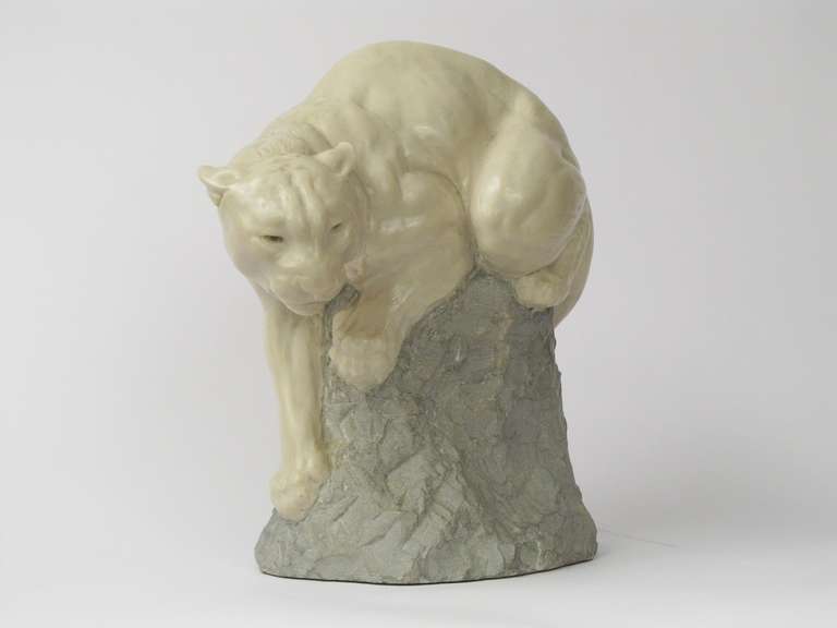 Poised and balanced and ready to...  Captured in the moment, this beautiful naturalist sculpture speaks to nature lovers and cat lovers as well. Joseph L Boulton (1896 - 1981)