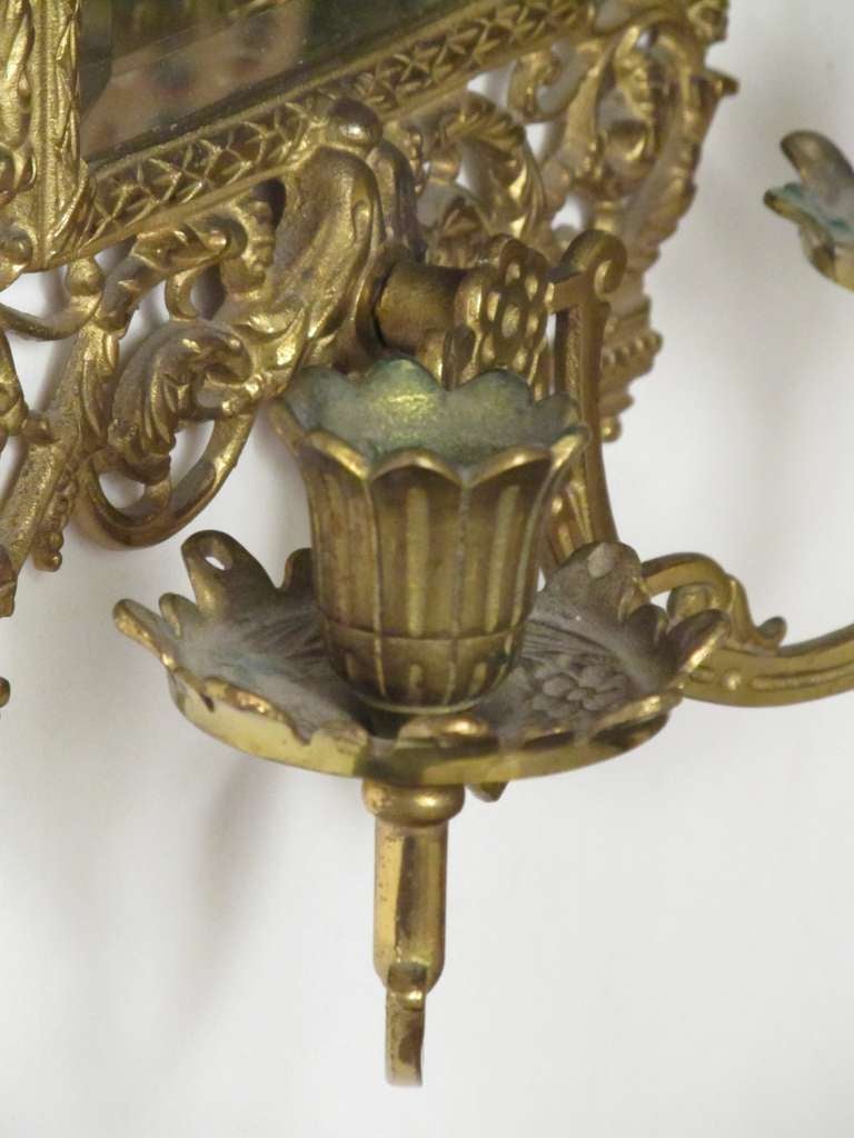 Brass Bradley and Hubbard Victorian Aesthetic Movement Mirror Candlabra