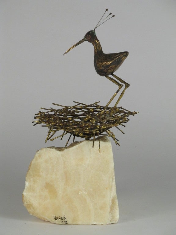 American C. Jere' Sandpiper and Bird's Nest Table Sculpture