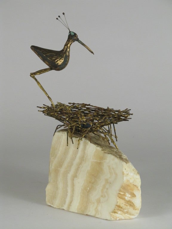 Welded C. Jere' Sandpiper and Bird's Nest Table Sculpture