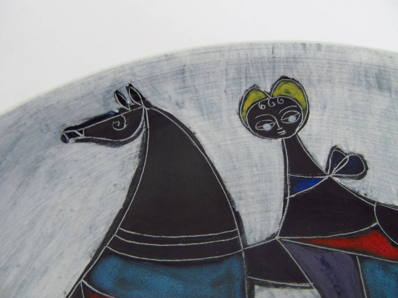 Italian Woman on Horseback Marcello Fantoni Decorative Wall Hanging Plate For Sale