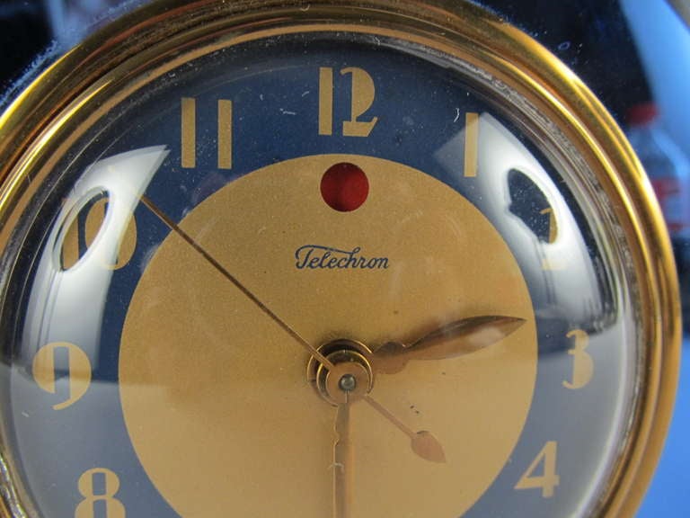 American Blue Mirror Art Deco Telechron Clock