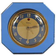 Blue Mirror Art Deco Telechron Clock