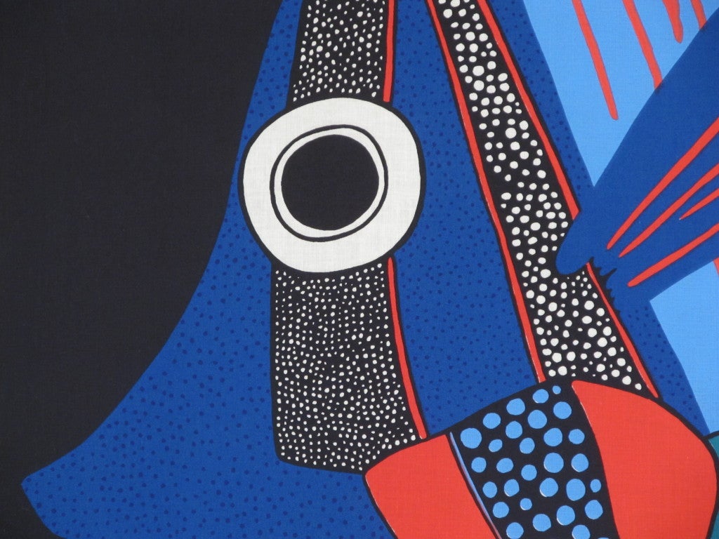 Finnish Fabric Screen Print by Barbara Brenner for Intair Finland