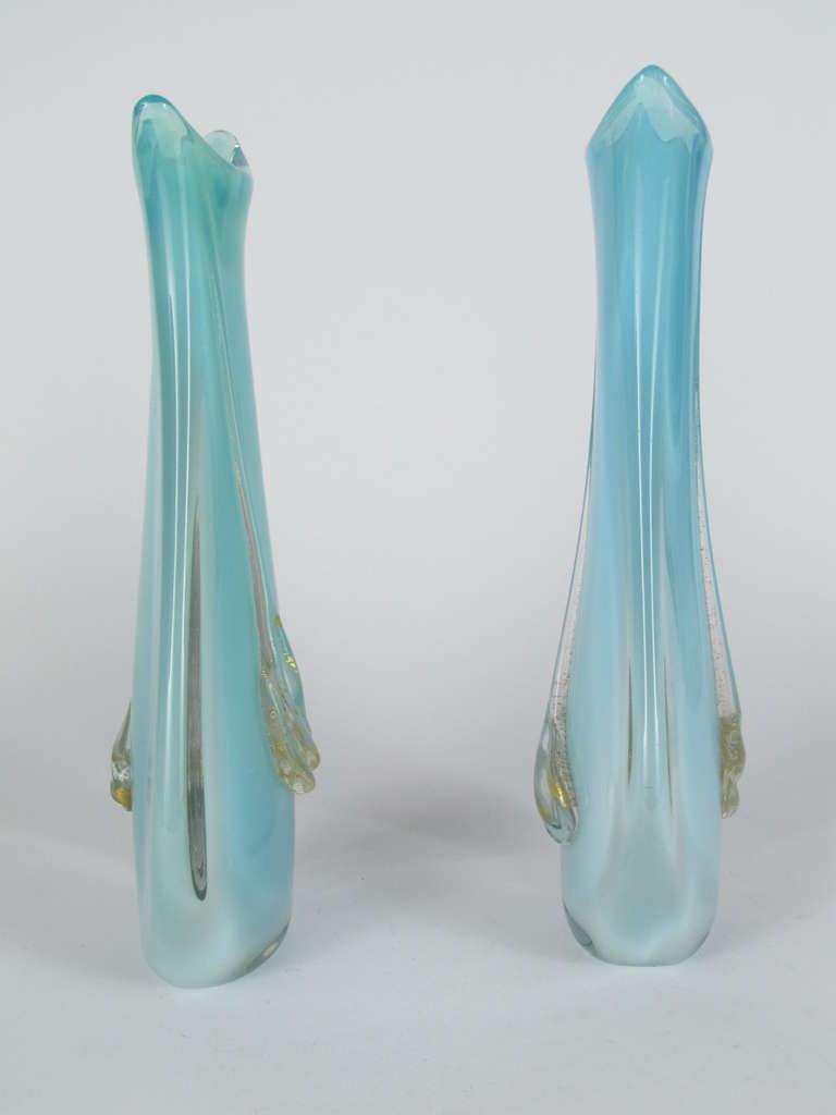 Italian Pair of Murano Sommerso Vases For Sale