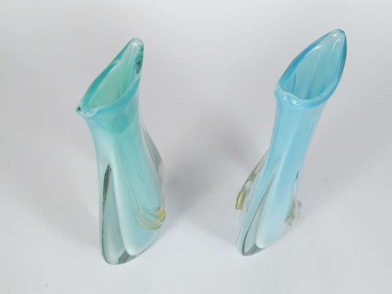 Pair of Murano Sommerso Vases In Excellent Condition For Sale In Papaikou, HI