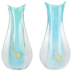 Vintage Pair of Murano Sommerso Vases