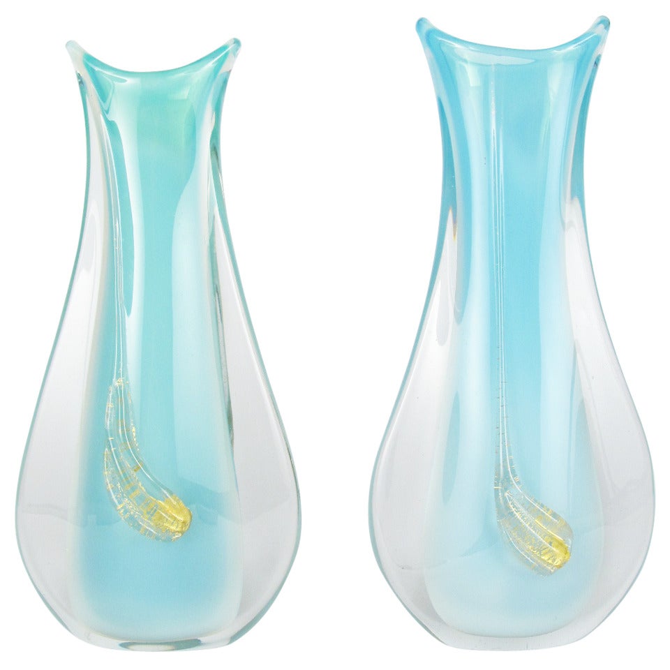 Pair of Murano Sommerso Vases For Sale