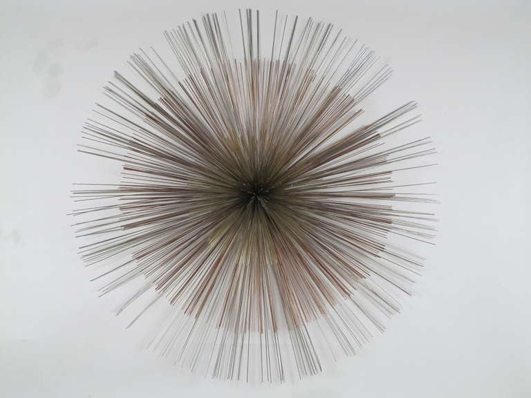 C. Jere 40 Inch Steel Copper and Brass Starburst Wall Sculpture