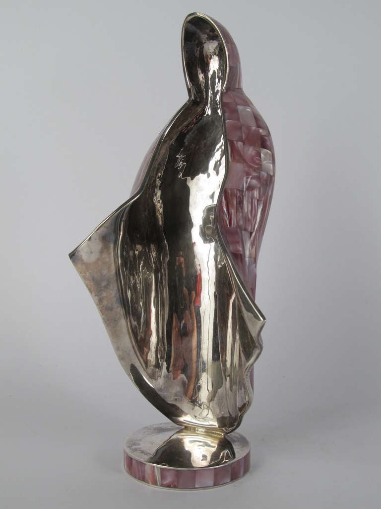 Los Castillos Silver and Abalone Shell Madonna In Excellent Condition In Papaikou, HI