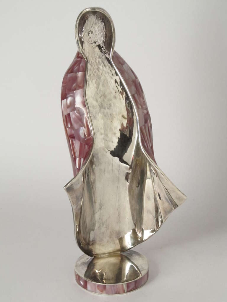 Mid-20th Century Los Castillos Silver and Abalone Shell Madonna