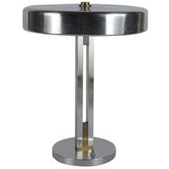Art Deco Brushed Steel and Brass Desk Lamp