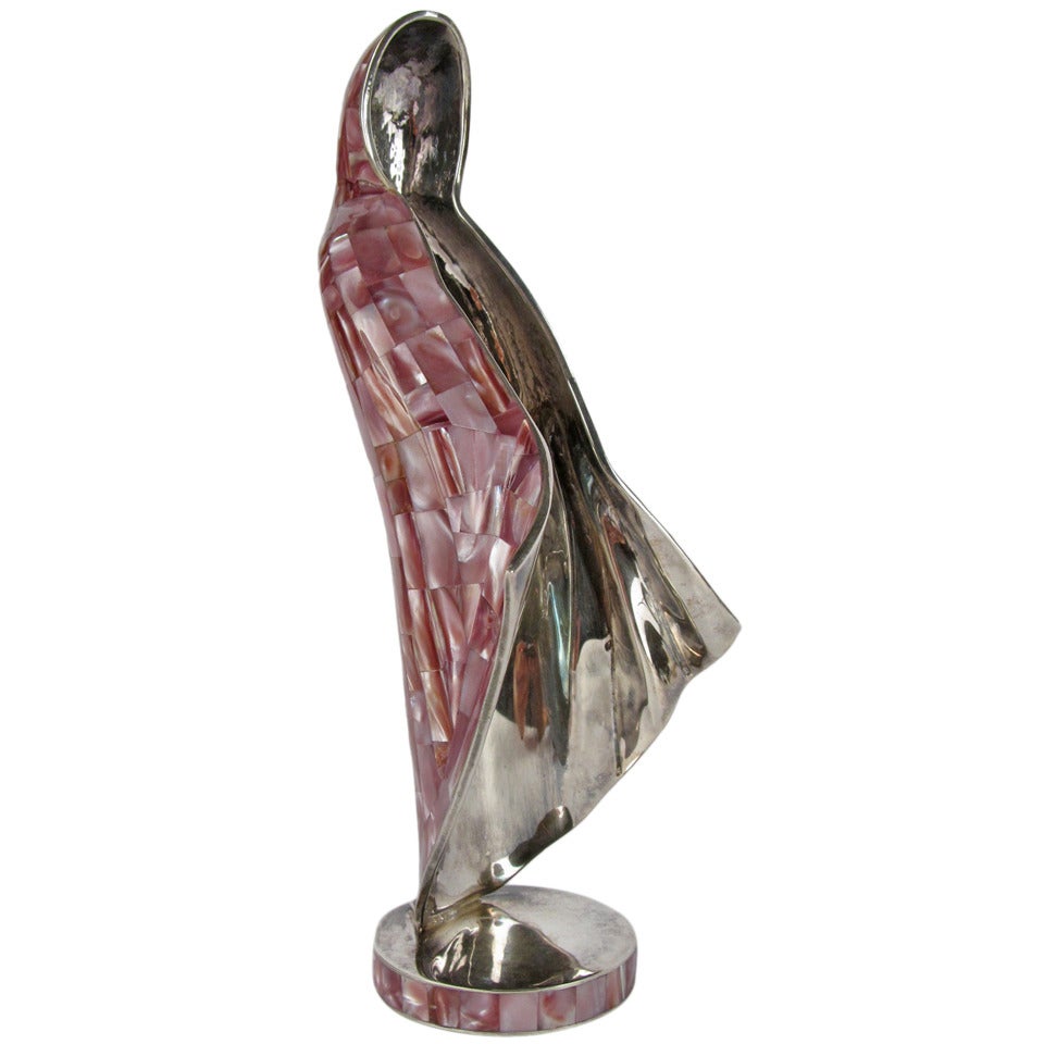 Los Castillos Silver and Abalone Shell Madonna
