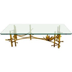 Welded and Gilt Metal and Glass Silas Seandel Style Coffee Table
