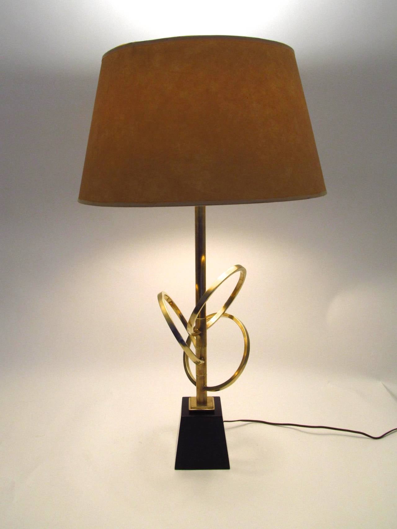 Sculptural Brass Table Lamp with Three 