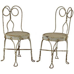 Pair of Vintage Children's Ice Cream Parlor Chairs