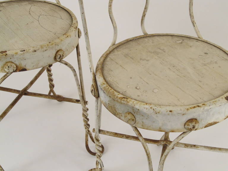 Unknown Pair of Antique Children's Ice Cream Parlor Chairs