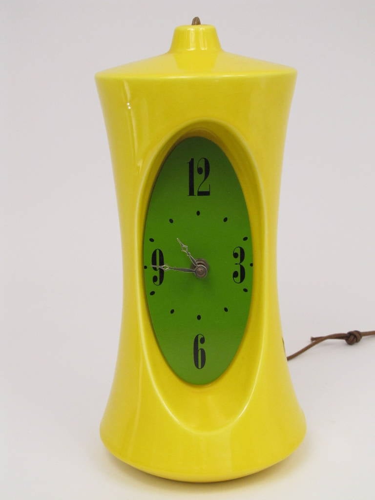 Mid-Century Modern 1970s Groovy Hanging Ceramic Clock Designed by Charles Chaney