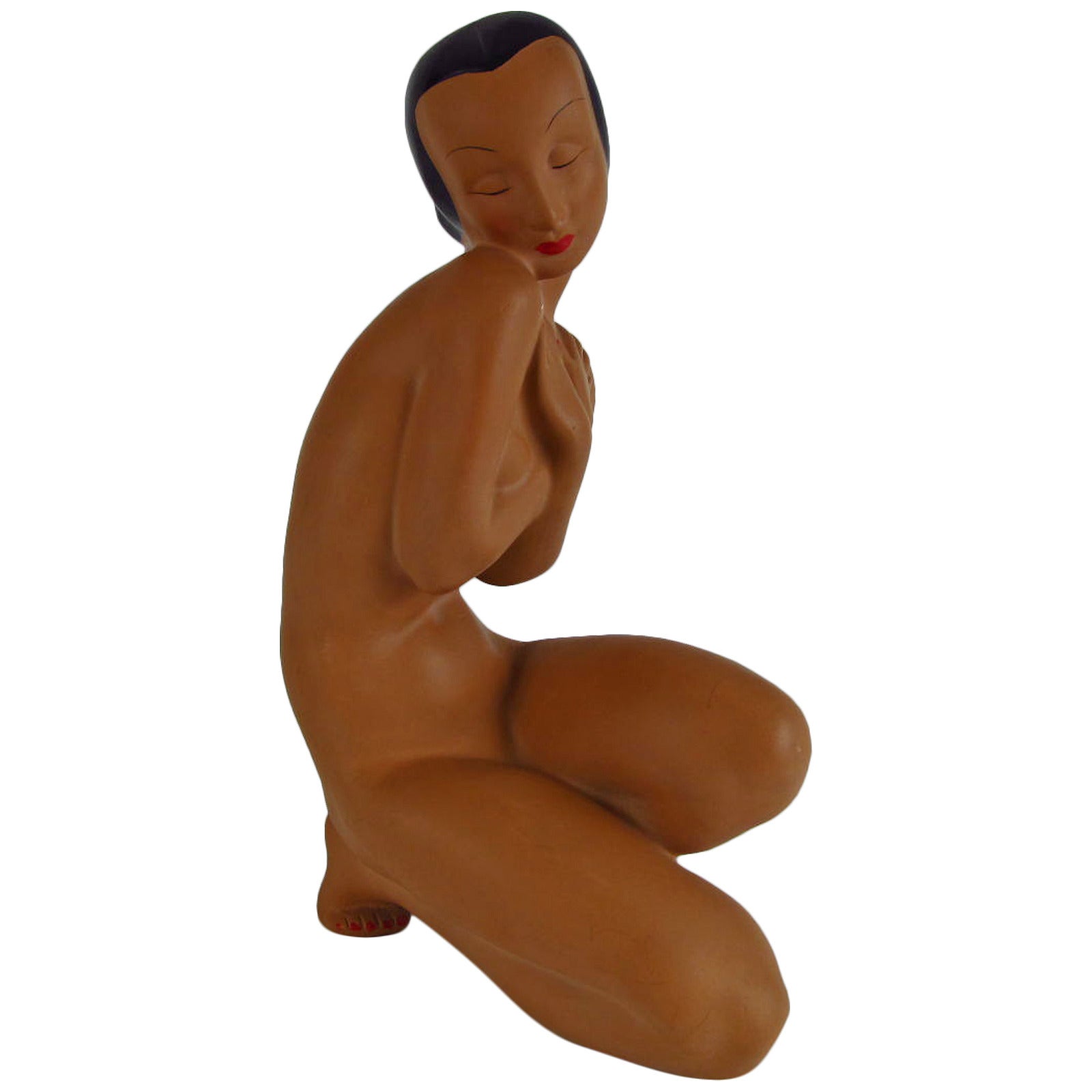 Art Deco Figural Nude Plaster Sculpture For Sale