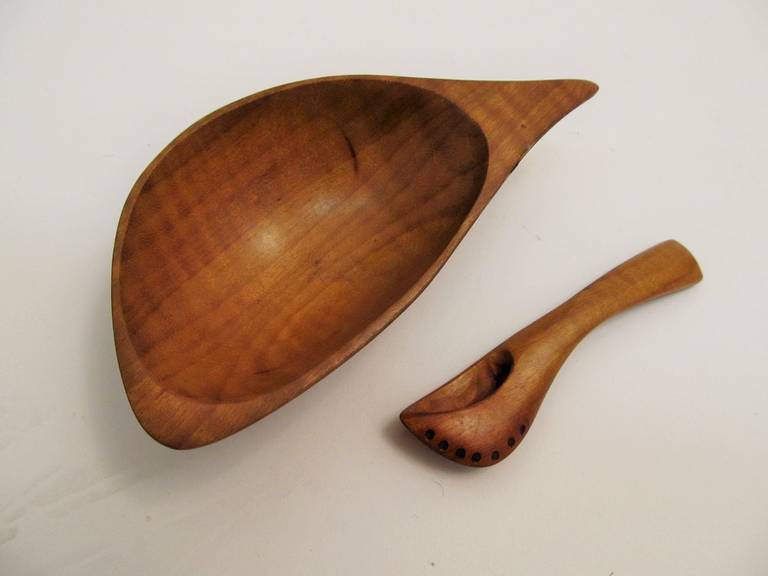 American Table Salt Dish and Spoon by Emil Milan