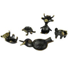 Vintage Whimsical Collection of 5 Austrian Bronze Animals