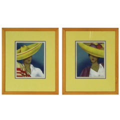 Pair of Original Airbrush Senor and Senorita by B. Buzza