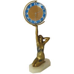 1930's Art Deco Kneeling Nude Figural Clock