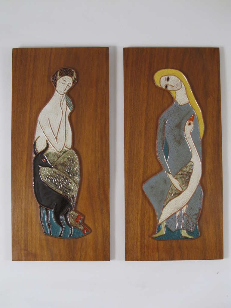 Pair of Mythic Harris Strong Ceramic Wall Plaques