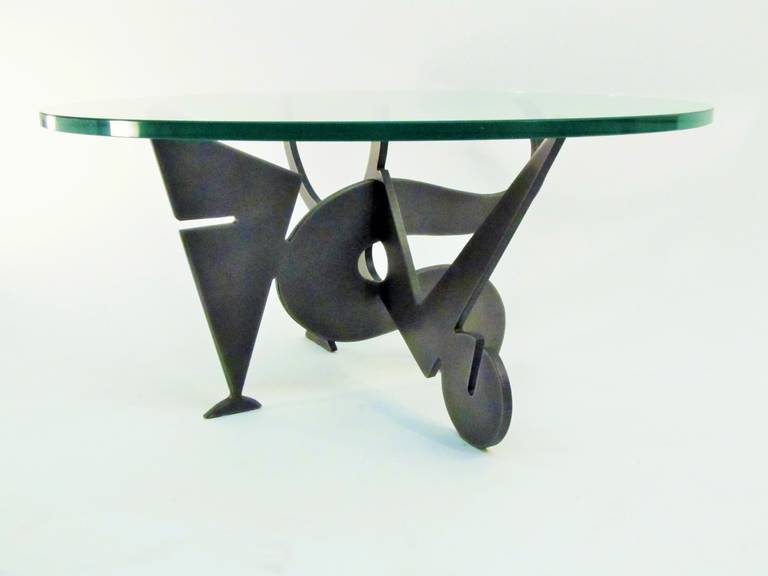 Glass Pucci de Rossi Sculptural Steel Coffee Table